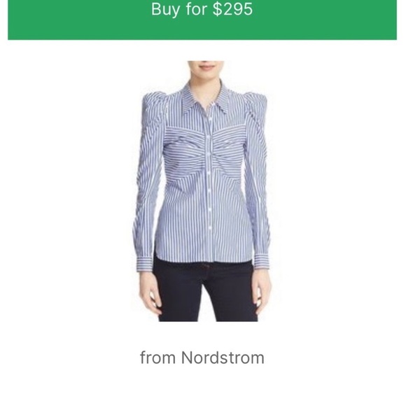 Veronica Beard Navy and White Striped Button Down Shirt - Picture 2 of 9